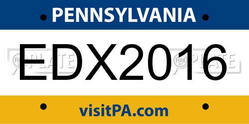 EDX2016 Pennsylvania License Plate