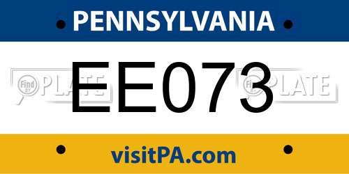 EE073 Pennsylvania License Plate