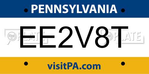 EE2V8T Pennsylvania License Plate