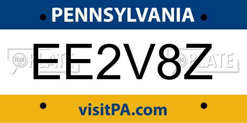 EE2V8Z Pennsylvania License Plate
