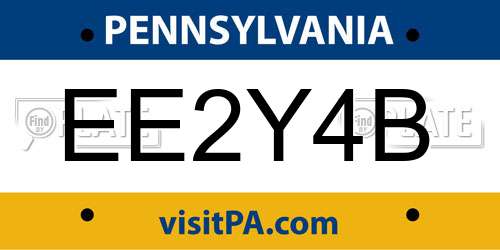 EE2Y4B Pennsylvania License Plate