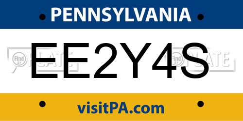 EE2Y4S Pennsylvania License Plate