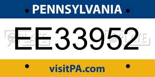 EE33952 Pennsylvania License Plate