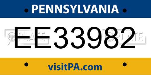 EE33982 Pennsylvania License Plate