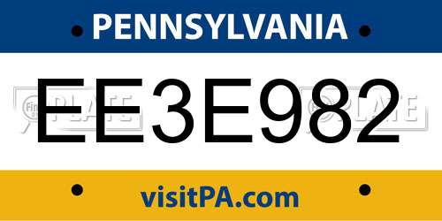 EE3E982 Pennsylvania License Plate