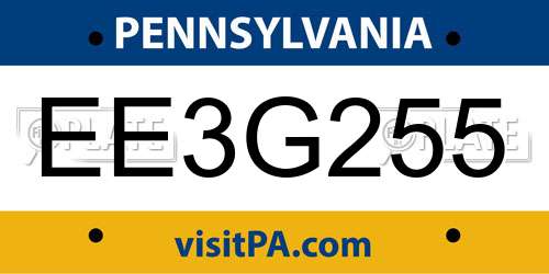 EE3G255 Pennsylvania License Plate
