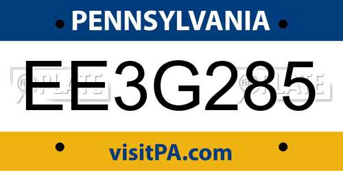 EE3G285 Pennsylvania License Plate