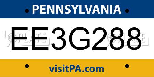 EE3G288 Pennsylvania License Plate