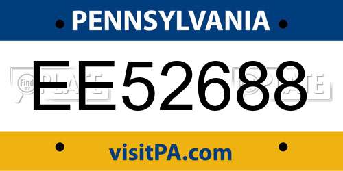 EE52688 Pennsylvania License Plate