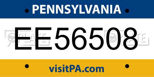 EE56508 Pennsylvania License Plate