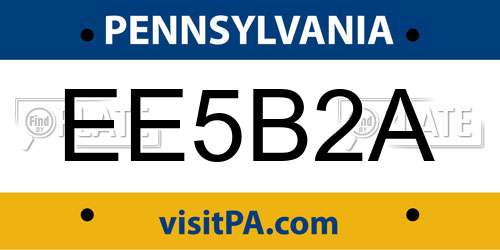 EE5B2A Pennsylvania License Plate