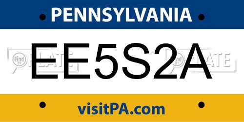EE5S2A Pennsylvania License Plate