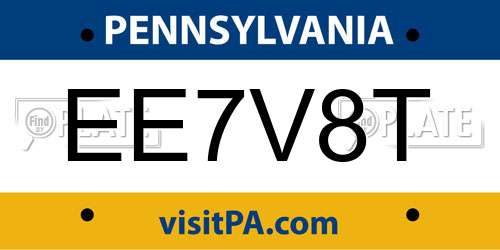 EE7V8T Pennsylvania License Plate