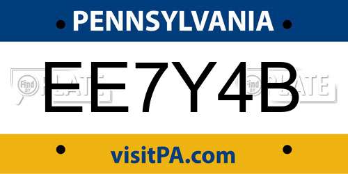 EE7Y4B Pennsylvania License Plate