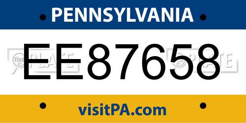 EE87658 Pennsylvania License Plate
