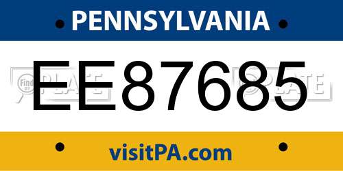 EE87685 Pennsylvania License Plate