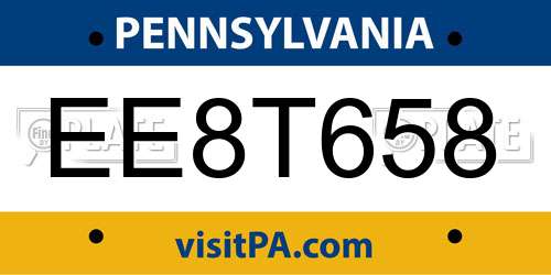 EE8T658 Pennsylvania License Plate