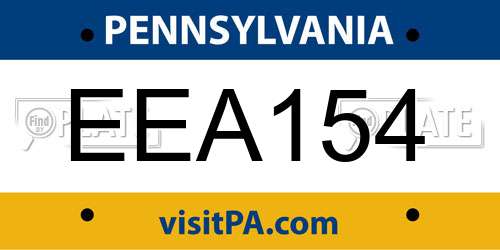 EEA154 Pennsylvania License Plate