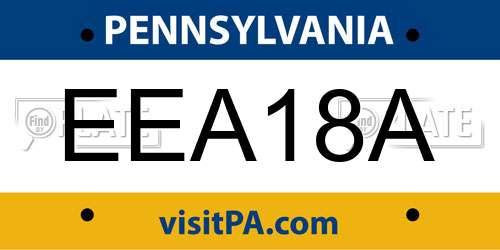 EEA18A Pennsylvania License Plate