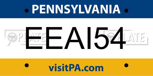 EEAI54 Pennsylvania License Plate