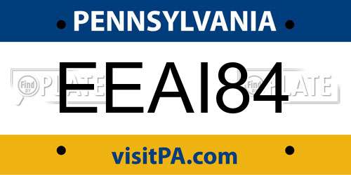 EEAI84 Pennsylvania License Plate