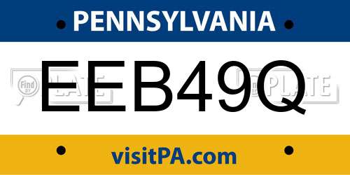EEB49Q Pennsylvania License Plate