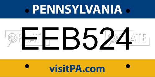 EEB524 Pennsylvania License Plate