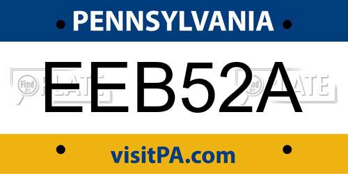 EEB52A Pennsylvania License Plate