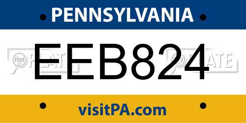 EEB824 Pennsylvania License Plate