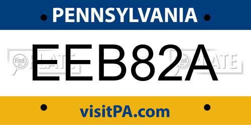 EEB82A Pennsylvania License Plate