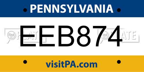 EEB874 Pennsylvania License Plate