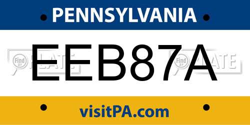 EEB87A Pennsylvania License Plate
