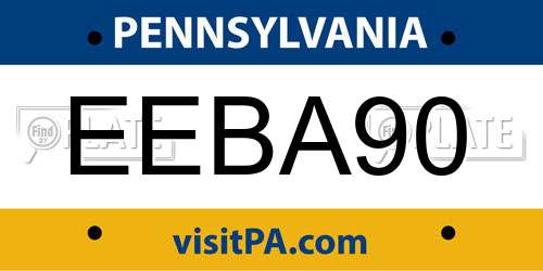 EEBA90 Pennsylvania License Plate
