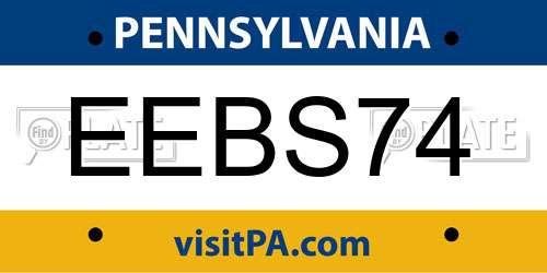 EEBS74 Pennsylvania License Plate