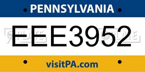 EEE3952 Pennsylvania License Plate