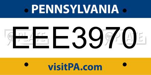 EEE3970 Pennsylvania License Plate