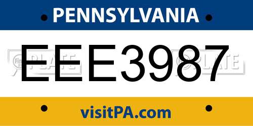 EEE3987 Pennsylvania License Plate