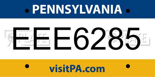 EEE6285 Pennsylvania License Plate