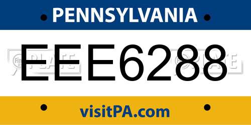 EEE6288 Pennsylvania License Plate