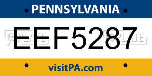 EEF5287 Pennsylvania License Plate
