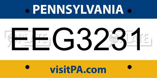 EEG3231 Pennsylvania License Plate