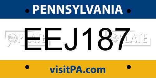 EEJ187 Pennsylvania License Plate