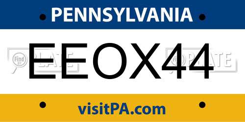 EEOX44 Pennsylvania License Plate
