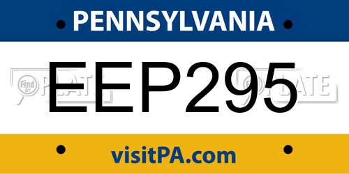 EEP295 Pennsylvania License Plate