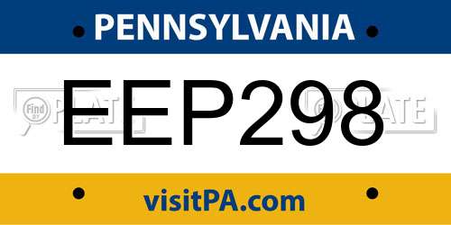 EEP298 Pennsylvania License Plate