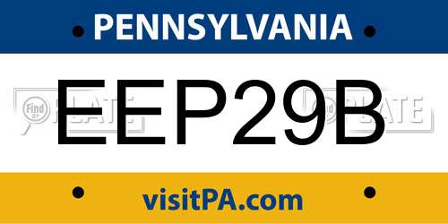 EEP29B Pennsylvania License Plate