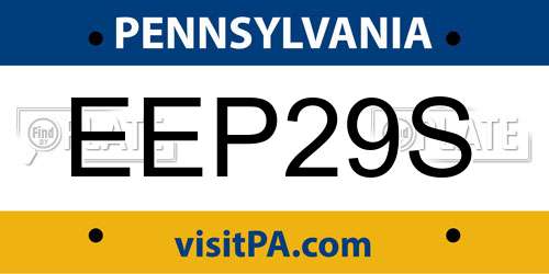 EEP29S Pennsylvania License Plate