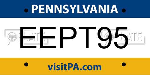 EEPT95 Pennsylvania License Plate