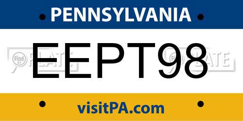 EEPT98 Pennsylvania License Plate