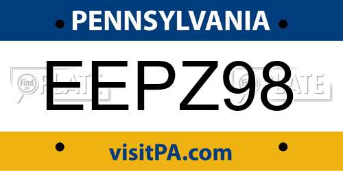 EEPZ98 Pennsylvania License Plate